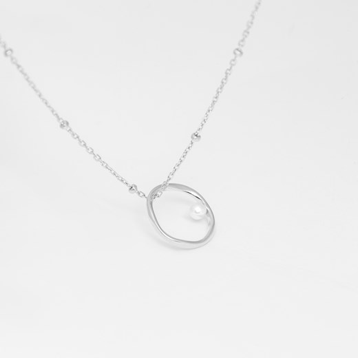 naszyjnik z perłą i kółkiem, srebrny ze sklepu ANIA KRUK w kategorii Naszyjniki - zdjęcie 165591894