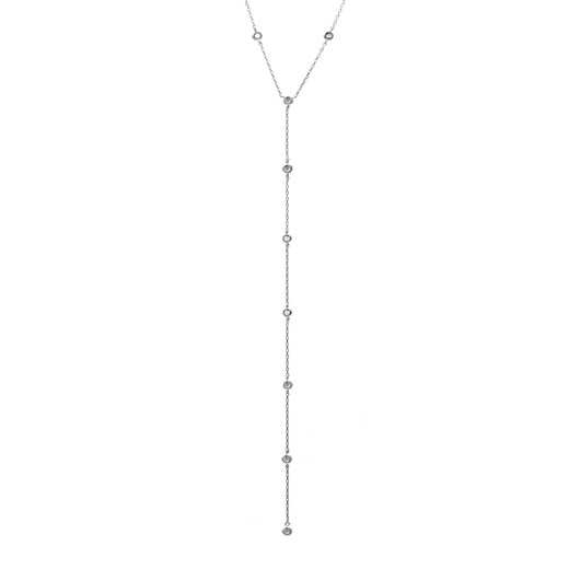 długi naszyjnik z cyrkoniami srebrny ze sklepu ANIA KRUK w kategorii Naszyjniki - zdjęcie 165592074