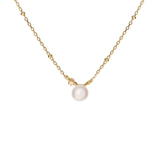 naszyjnik z perłą i cyrkonią, srebrny pozłacany ze sklepu ANIA KRUK w kategorii Naszyjniki - zdjęcie 165592230