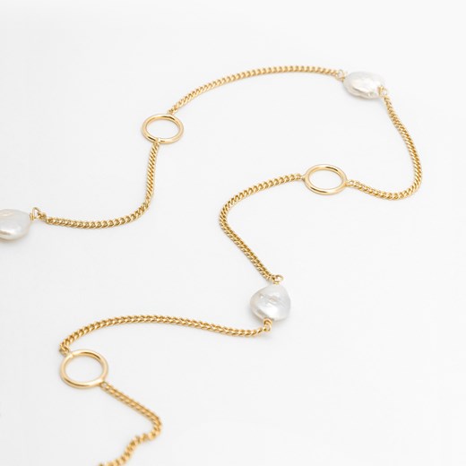 długi naszyjnik z perłami srebrny pozłacany ze sklepu ANIA KRUK w kategorii Naszyjniki - zdjęcie 165592504