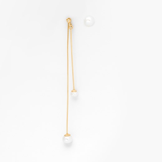kolczyki asymetryczne z perłami, srebrne pozłacane ze sklepu ANIA KRUK w kategorii Kolczyki - zdjęcie 165592512