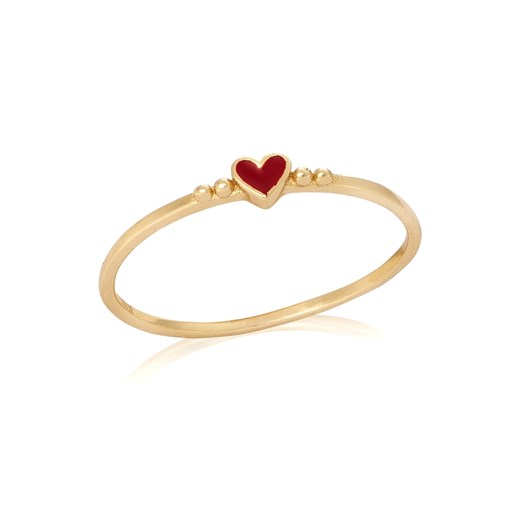 pierścionek z sercem i emalią, srebrny pozłacany ze sklepu ANIA KRUK w kategorii Pierścionki - zdjęcie 165592631