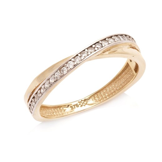 pierścionek z cyrkoniami skrzyżowany, złoty ze sklepu ANIA KRUK w kategorii Pierścionki - zdjęcie 165592692