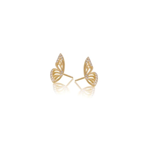 kolczyki skrzydła motyla z cyrkoniami, srebrne pozłacane ze sklepu ANIA KRUK w kategorii Kolczyki - zdjęcie 165592774