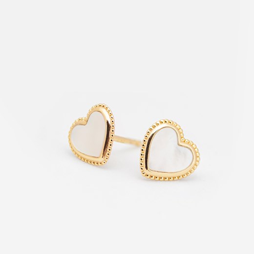 kolczyki serca z masą perłową, srebrne pozłacane ze sklepu ANIA KRUK w kategorii Kolczyki - zdjęcie 165592871