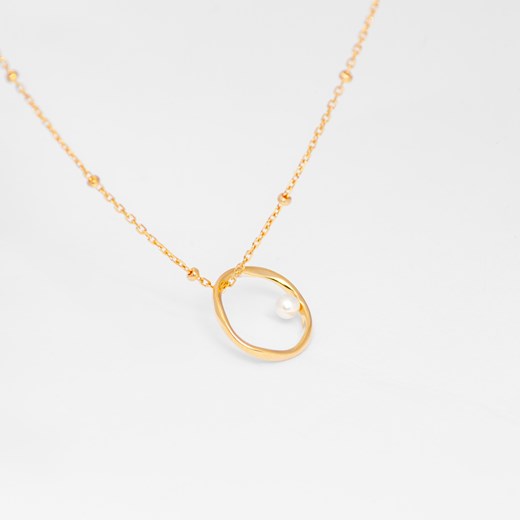 naszyjnik z perłą i kółkiem srebrny pozłacany ze sklepu ANIA KRUK w kategorii Naszyjniki - zdjęcie 165592904