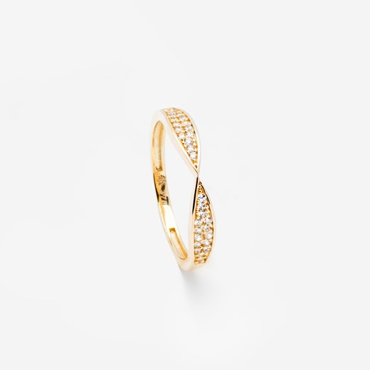 pierścionek zwężany na środku z cyrkoniami, złoty ze sklepu ANIA KRUK w kategorii Pierścionki - zdjęcie 165592942