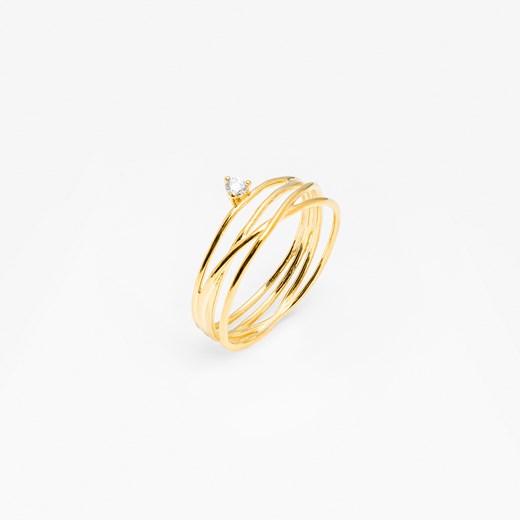 pierścionek z cyrkonią srebrny pozłacany ze sklepu ANIA KRUK w kategorii Pierścionki - zdjęcie 165592983