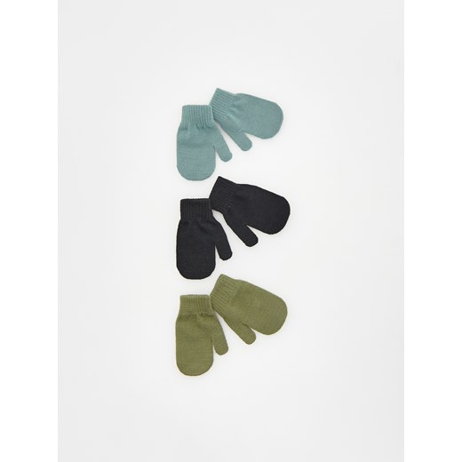 Reserved - Jednopalczaste rękawiczki 3 pack - zielony ze sklepu Reserved w kategorii Rękawiczki dziecięce - zdjęcie 165595841