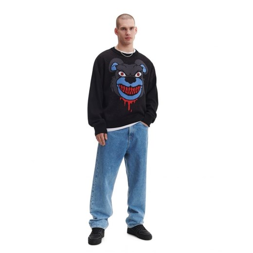 Cropp - Czarny sweter z grafiką - czarny Cropp XS Cropp