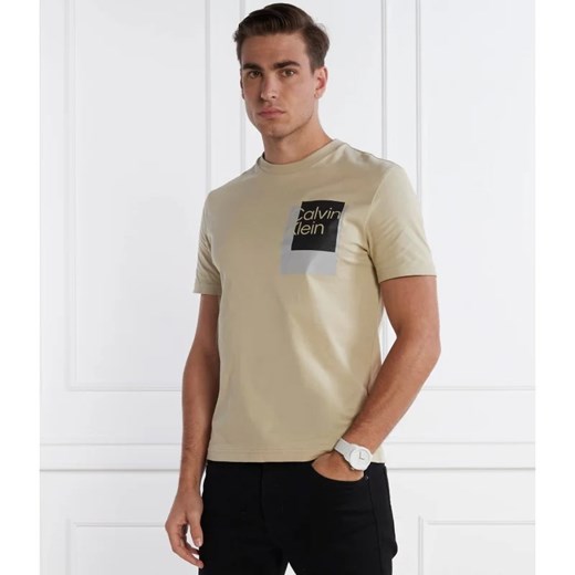 T-shirt męski Calvin Klein beżowy bawełniany młodzieżowy 