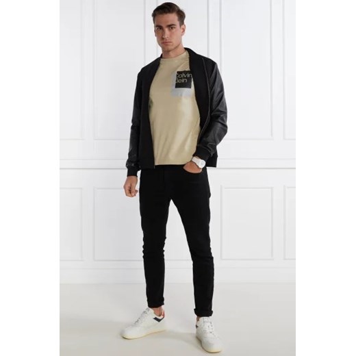T-shirt męski Calvin Klein beżowy z krótkim rękawem młodzieżowy bawełniany 