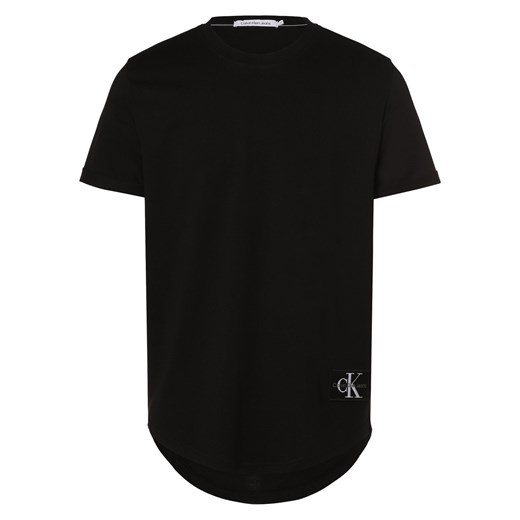 Calvin Klein Jeans T-shirt męski Mężczyźni Bawełna czarny jednolity ze sklepu vangraaf w kategorii T-shirty męskie - zdjęcie 165630883
