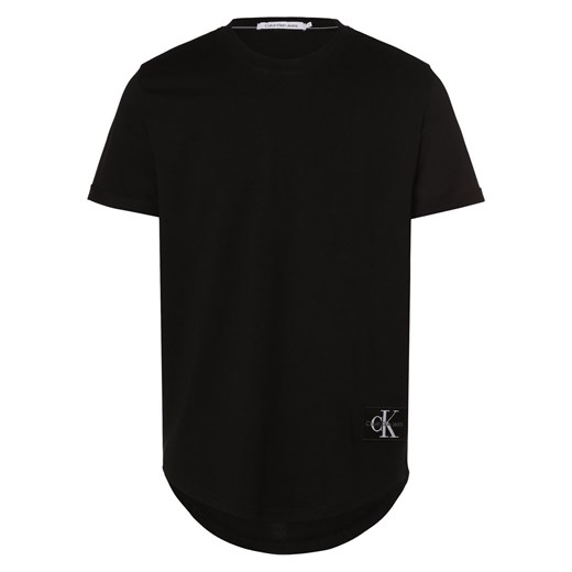 Calvin Klein Jeans T-shirt męski Mężczyźni Bawełna czarny jednolity ze sklepu vangraaf w kategorii T-shirty męskie - zdjęcie 165630883