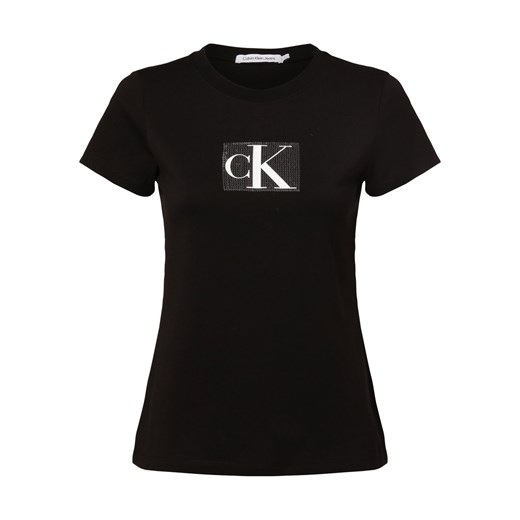 Calvin Klein Jeans T-shirt damski Kobiety Bawełna czarny nadruk ze sklepu vangraaf w kategorii Bluzki damskie - zdjęcie 165630951