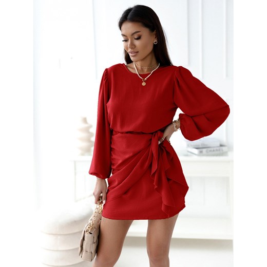 Elegancka sukienka z wiązaniem - DILLA - czerwony ze sklepu magmac.pl w kategorii Sukienki - zdjęcie 165651470