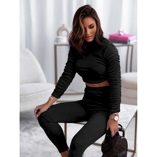 Welurowy komplet bluzka+spodnie MORIS - czarny Magmac one size promocja magmac.pl