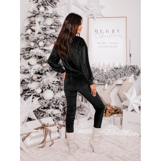 Welurowy dres bluza+spodnie - MAVELLO - czarny Magmac one size okazyjna cena magmac.pl