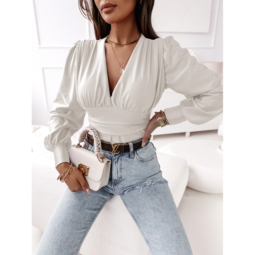 Eleganckie body z podkreśloną talią - MADAME - białe Magmac one size wyprzedaż magmac.pl