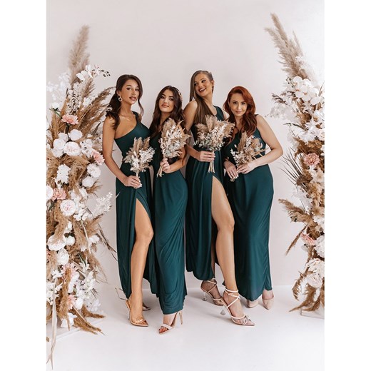 Sukienka maxi na jedno ramię BLANKA - butelkowa zieleń Magmac one size magmac.pl