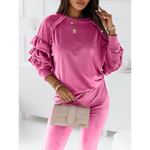 Welurowy dres z falbanami na rękawach FILO - fuksja Magmac l/xl promocja magmac.pl