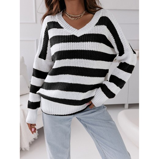 Sweter oversize w paski NOVIA - czarny Magmac one size magmac.pl