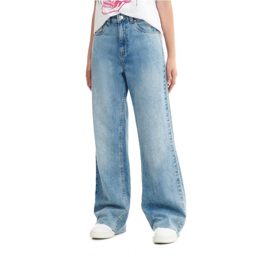 Cropp - Niebieskie jeansy wide leg - niebieski Cropp 36 Cropp