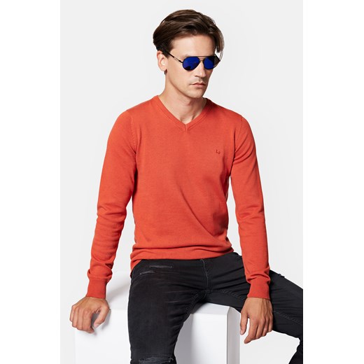 Sweter Ceglasty z Bawełną w Serek Lenny ze sklepu Lancerto S.A. w kategorii Swetry męskie - zdjęcie 165664010