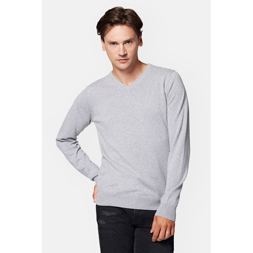 Sweter Szary z Bawełną w Serek Lenny ze sklepu Lancerto S.A. w kategorii Swetry męskie - zdjęcie 165664014