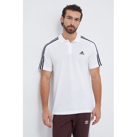 adidas polo bawełniane Essentials kolor biały z aplikacją IC9312 ze sklepu ANSWEAR.com w kategorii T-shirty męskie - zdjęcie 165670103
