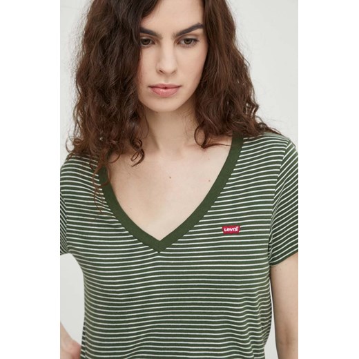 Levi&apos;s t-shirt bawełniany damski kolor zielony ze sklepu ANSWEAR.com w kategorii Bluzki damskie - zdjęcie 165670210