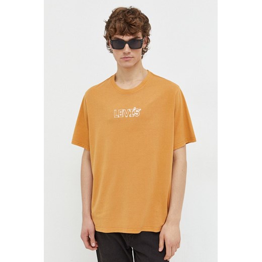 Levi&apos;s t-shirt bawełniany męski kolor pomarańczowy z nadrukiem ze sklepu ANSWEAR.com w kategorii T-shirty męskie - zdjęcie 165670272