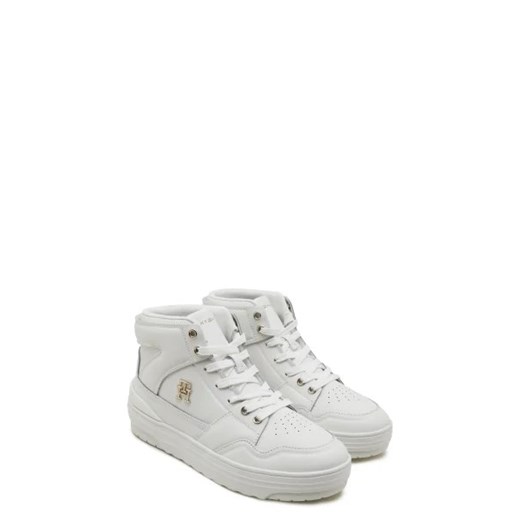 Białe buty sportowe damskie Tommy Hilfiger sneakersy skórzane na platformie sznurowane 