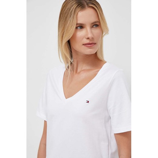 Tommy Hilfiger t-shirt bawełniany damski kolor biały WW0WW39781 ze sklepu ANSWEAR.com w kategorii Bluzki damskie - zdjęcie 165675062