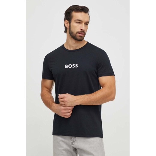 BOSS t-shirt plażowy bawełniany kolor czarny L ANSWEAR.com
