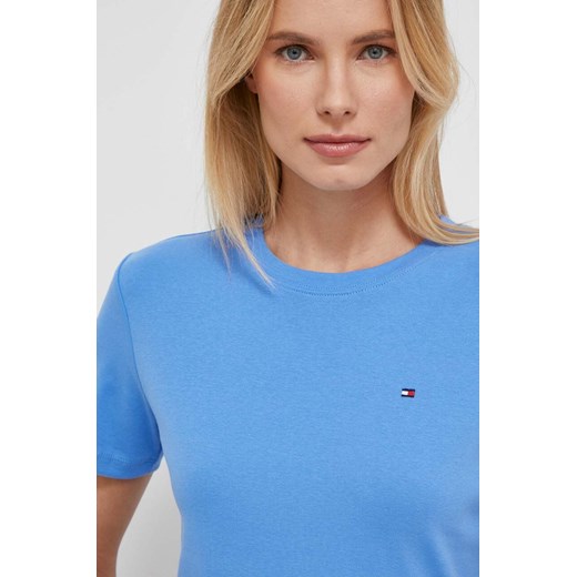 Tommy Hilfiger t-shirt bawełniany damski kolor niebieski WW0WW40587 ze sklepu ANSWEAR.com w kategorii Bluzki damskie - zdjęcie 165675110