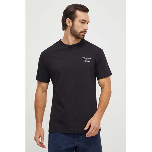 Tommy Jeans t-shirt bawełniany męski kolor czarny z aplikacją DM0DM18872 ze sklepu ANSWEAR.com w kategorii T-shirty męskie - zdjęcie 165675122