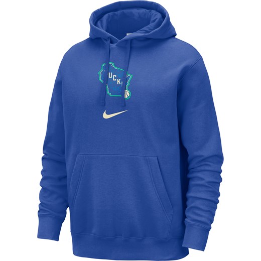 Męska bluza z kapturem Nike NBA Milwaukee Bucks Club Fleece City Edition - Niebieski ze sklepu Nike poland w kategorii Bluzy męskie - zdjęcie 165677523