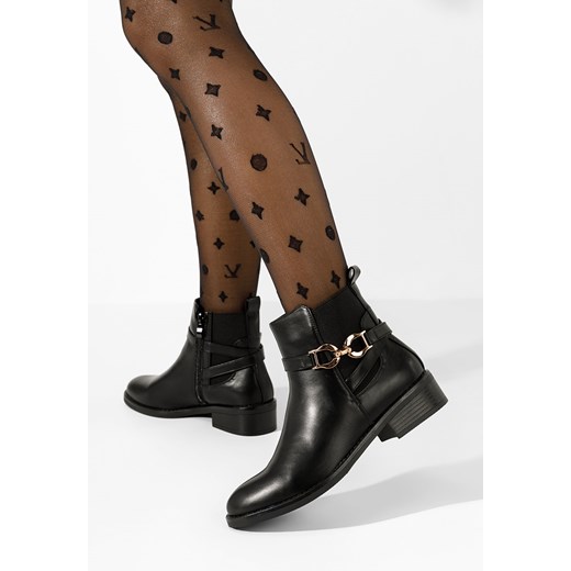 Czarne botki damskie płaskie Truesina ze sklepu Zapatos w kategorii Botki - zdjęcie 165681853