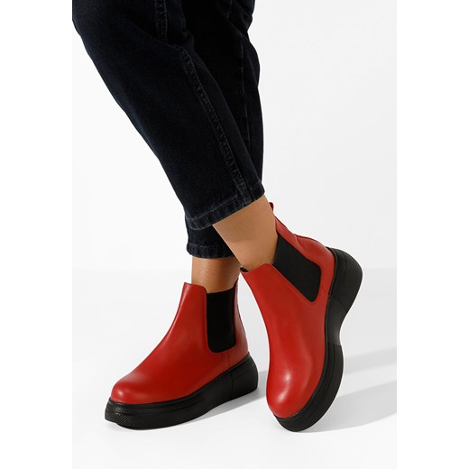 Czerwone botki na platformie Kisalia ze sklepu Zapatos w kategorii Botki - zdjęcie 165681890