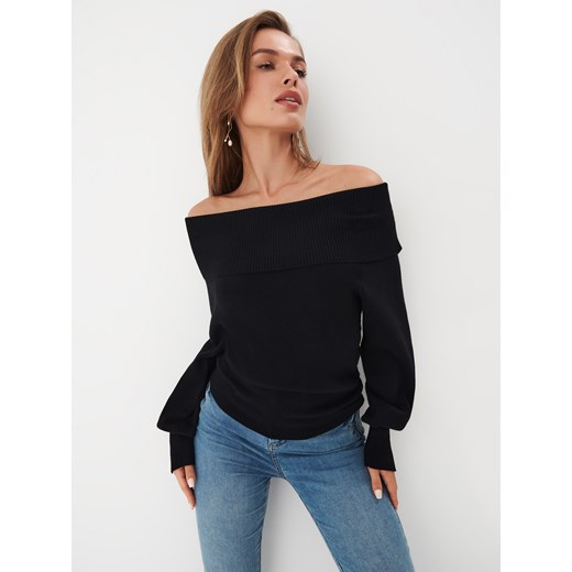 Mohito - Czarny sweter z odkrytymi ramionami - czarny ze sklepu Mohito w kategorii Swetry damskie - zdjęcie 165682632