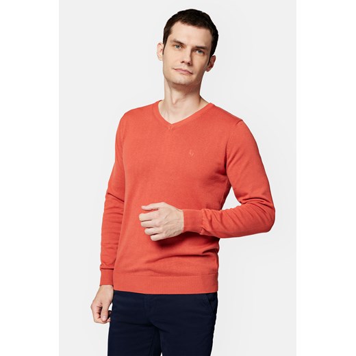 Sweter Ceglasty z Bawełną w Serek Anthony ze sklepu Lancerto S.A. w kategorii Swetry męskie - zdjęcie 165685760