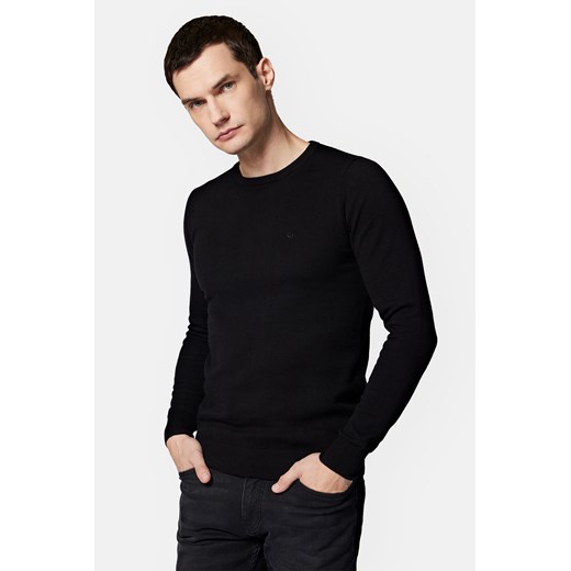 Sweter Czarny z Bawełną Gładki Tony ze sklepu Lancerto S.A. w kategorii Swetry męskie - zdjęcie 165685784
