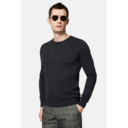 Sweter Ciemnoszary z Bawełną Gładki Tony ze sklepu Lancerto S.A. w kategorii Swetry męskie - zdjęcie 165685790
