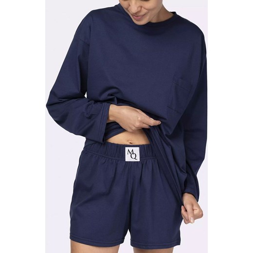 Bawełniana piżama damska z długim rękawem granatowy Joy, Kolor granatowy, Rozmiar S, Mona ze sklepu Intymna w kategorii Piżamy damskie - zdjęcie 165686541