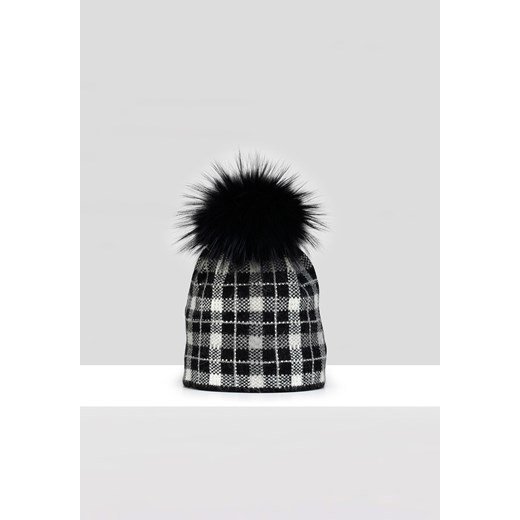 Czarno biała czapka w kratkę ze sklepu Molton w kategorii Czapki zimowe damskie - zdjęcie 165687071