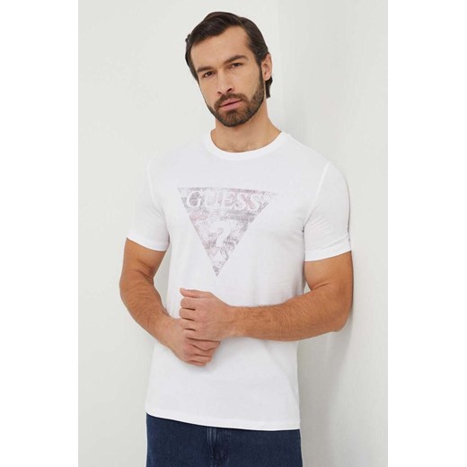 Guess t-shirt męski kolor biały z nadrukiem M4RI29 J1314 ze sklepu ANSWEAR.com w kategorii T-shirty męskie - zdjęcie 165706952