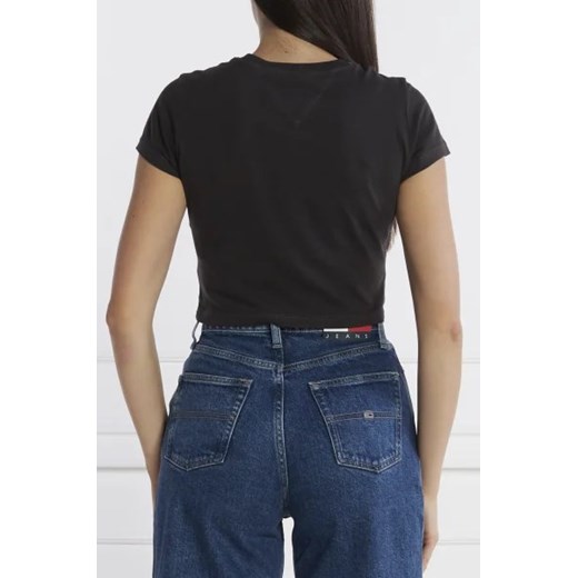 Bluzka damska Tommy Jeans czarna rockowa z okrągłym dekoltem 