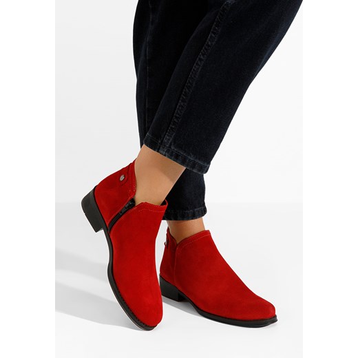 Czerwone botki damskie skórzane Rimina V5 ze sklepu Zapatos w kategorii Botki - zdjęcie 165707584