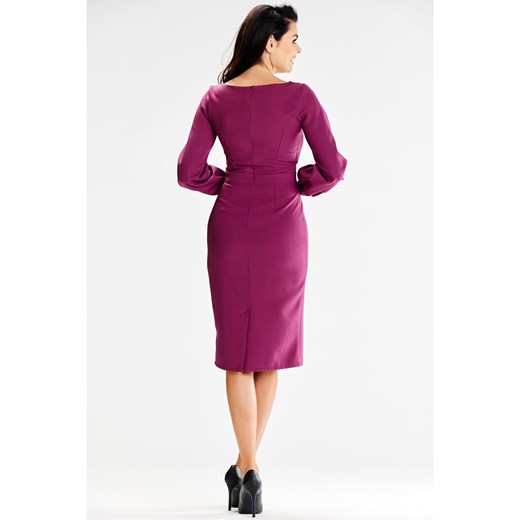 Sukienka AWAMA z długimi rękawami z dekoltem w łódkę 